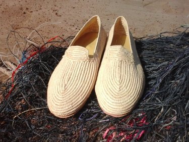 White Rafia fibers and Shoe soles Boho Shoes
