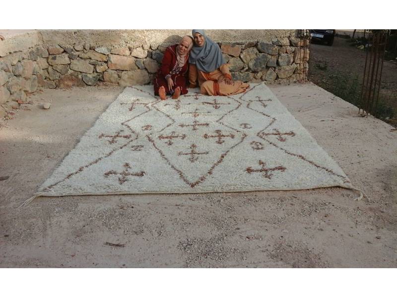 Brown, White Beni Ourain Rug Fair Trade Morocco Anou