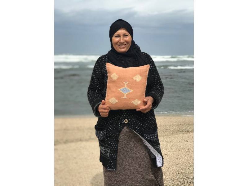 Red, Blue Bamboo Bamboo Pillow