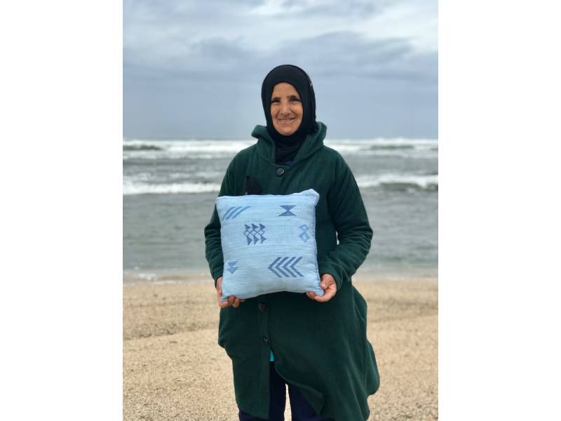 Light Blue, Blue Bamboo Yarn Bamboo Pillow