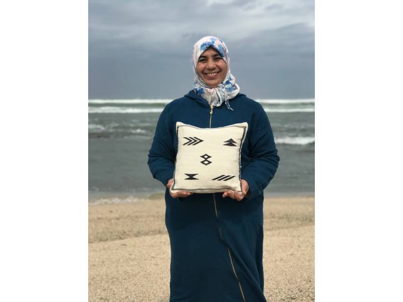 Black, White Bamboo Bamboo Pillow