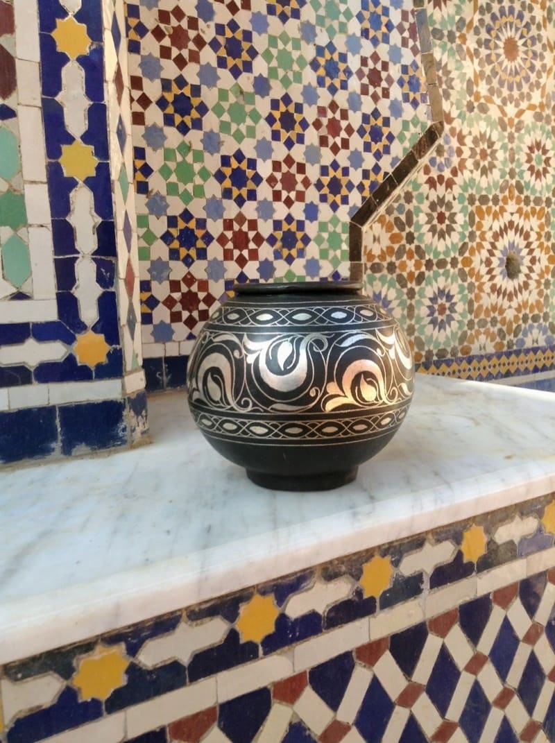  Bowl Steel and Silver Black, White Morocco