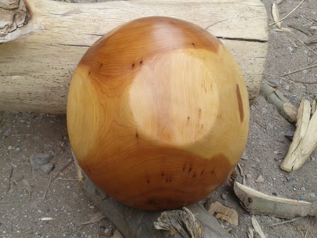  Hand Carved Bowl Juniper Wood Orange Morocco