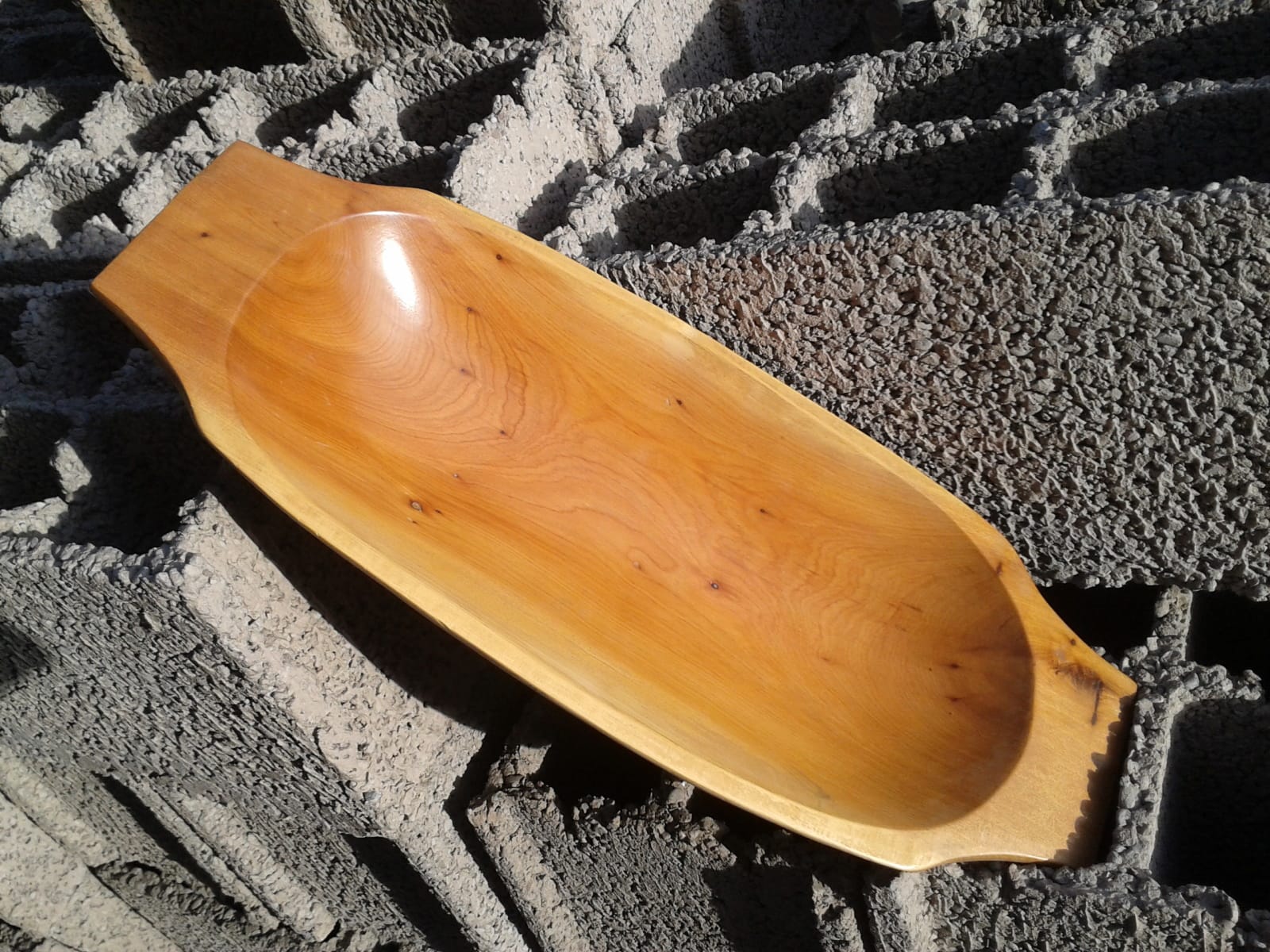  Hand Carved Bowl Juniper Wood Orange Morocco