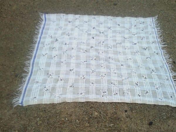  Wedding Blanket Wool String Blue, White Morocco
