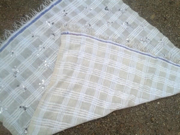  Wedding Blanket Wool String Blue, White Morocco