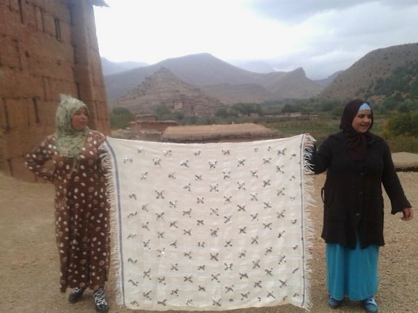  Wedding Blanket Wool String Blue, White Morocco
