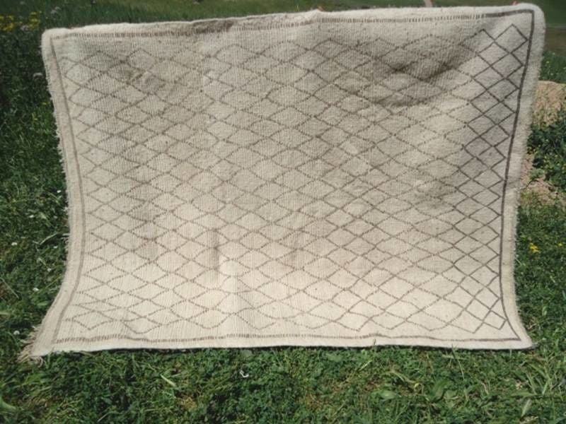  Pile Knot Rug Tadout - Wool Brown, White Morocco