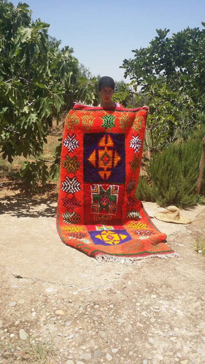  Pile Knot Rug Wool and Thread Colored Morocco