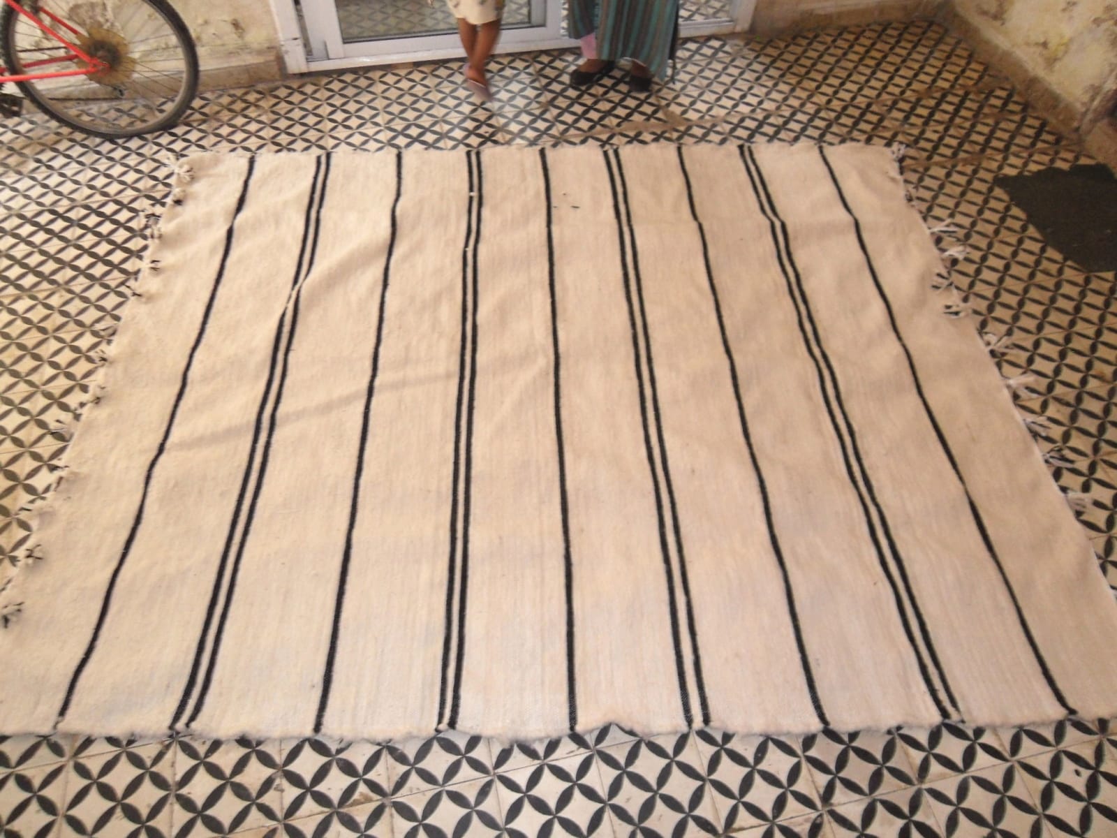  Flatweave Rug Wool Black, White Morocco