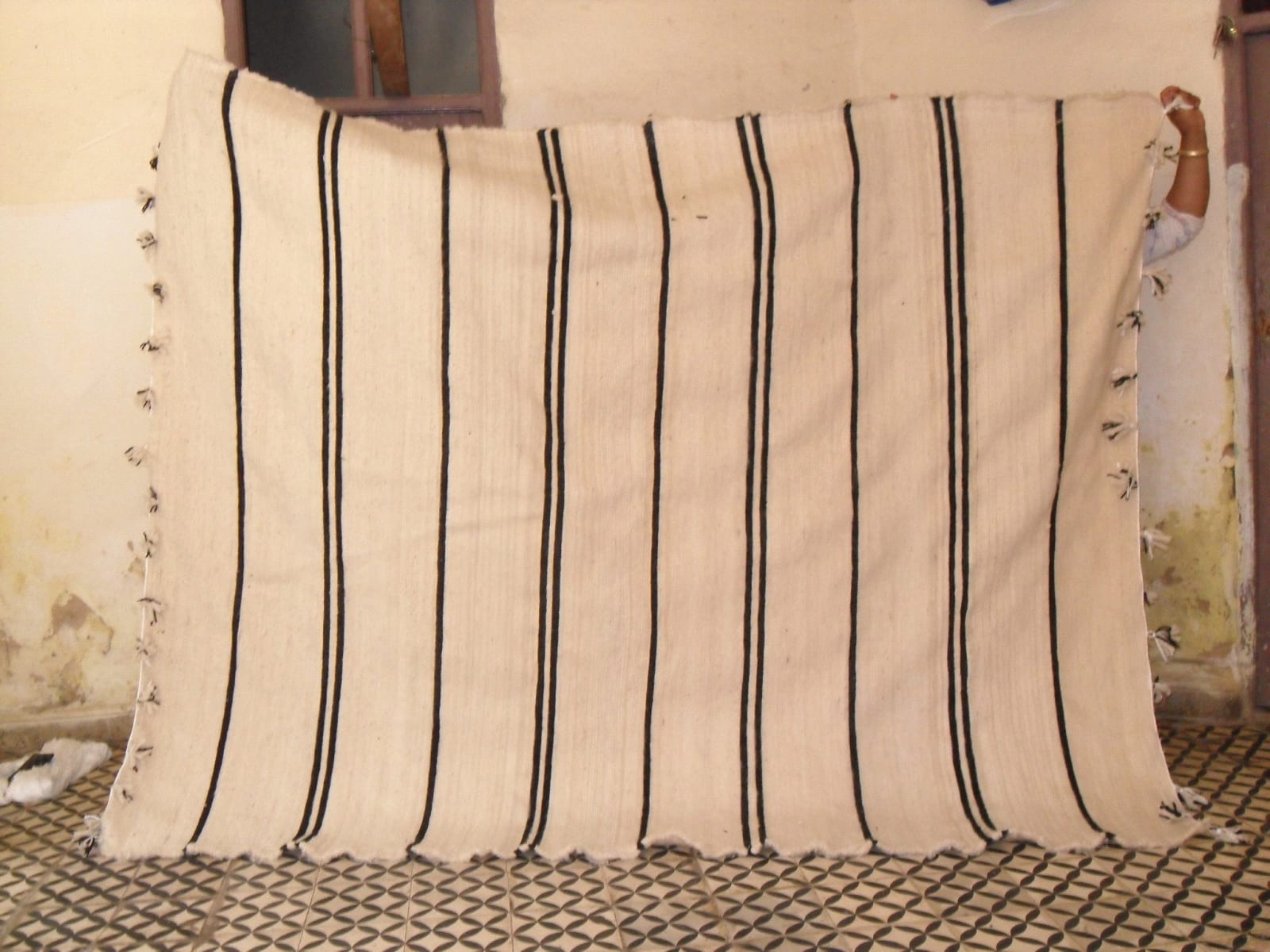  Flatweave Rug Wool Black, White Morocco