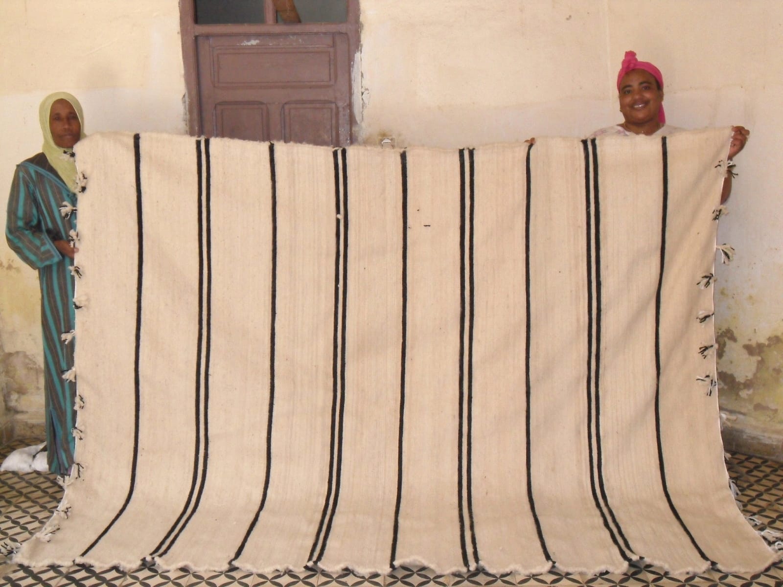  Flatweave Rug Wool Black, White Morocco