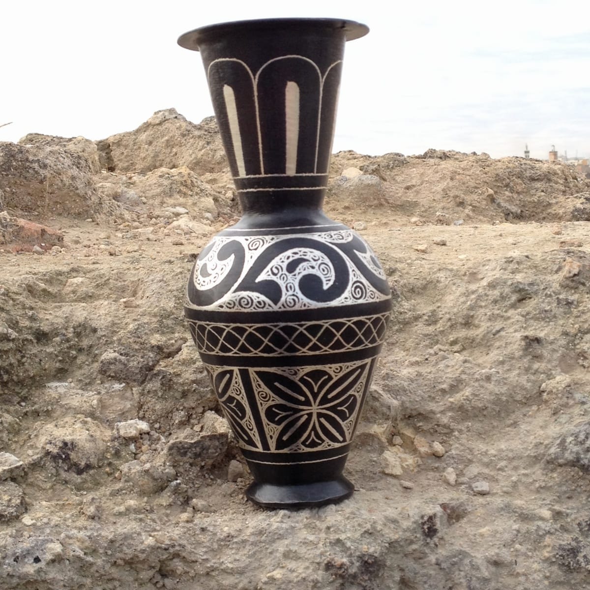  Bowl Steel and Silver Black, White Morocco