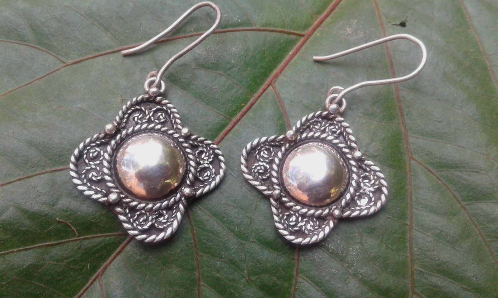  Earrings 800 Tiznit Silver Black, White Morocco