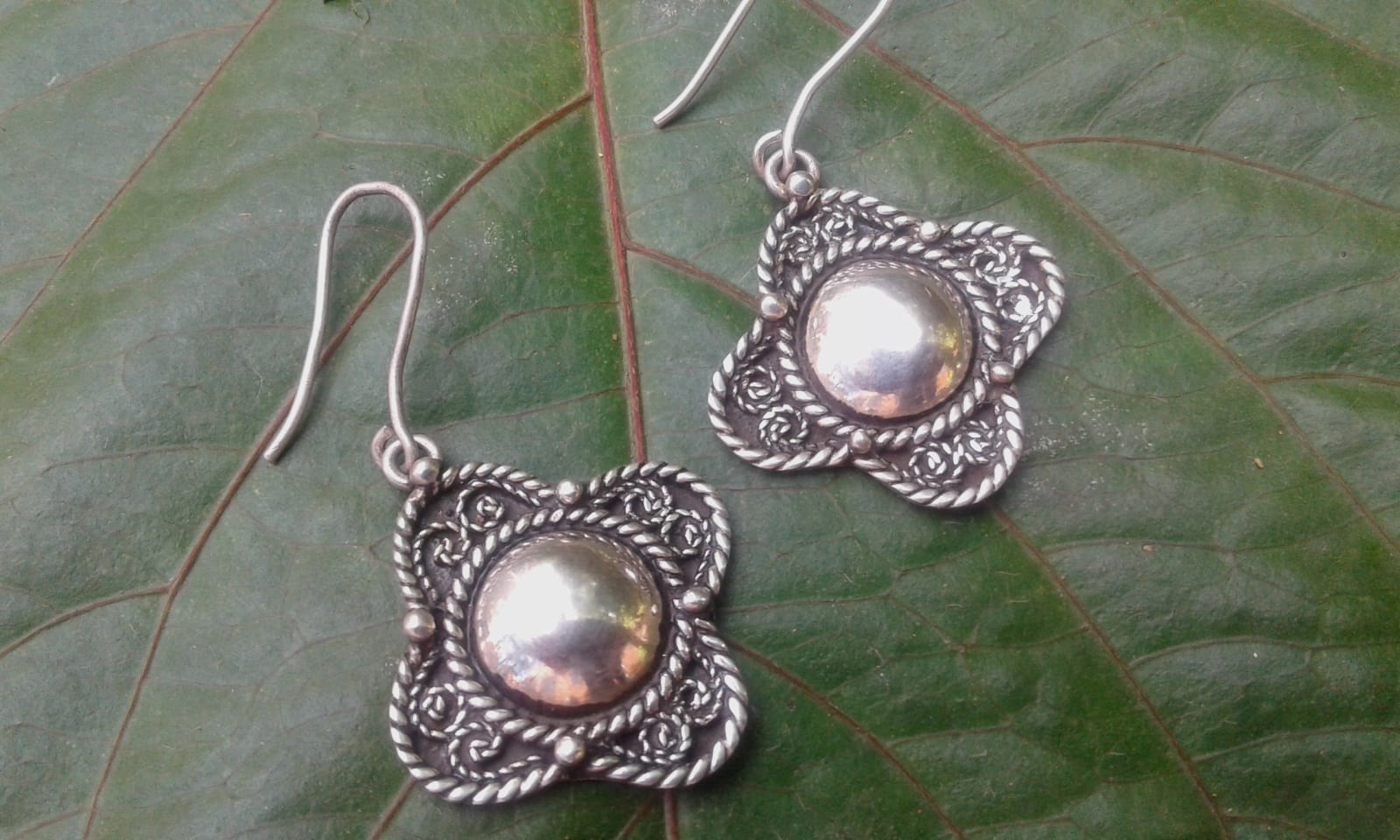  Earrings 800 Tiznit Silver Black, White Morocco