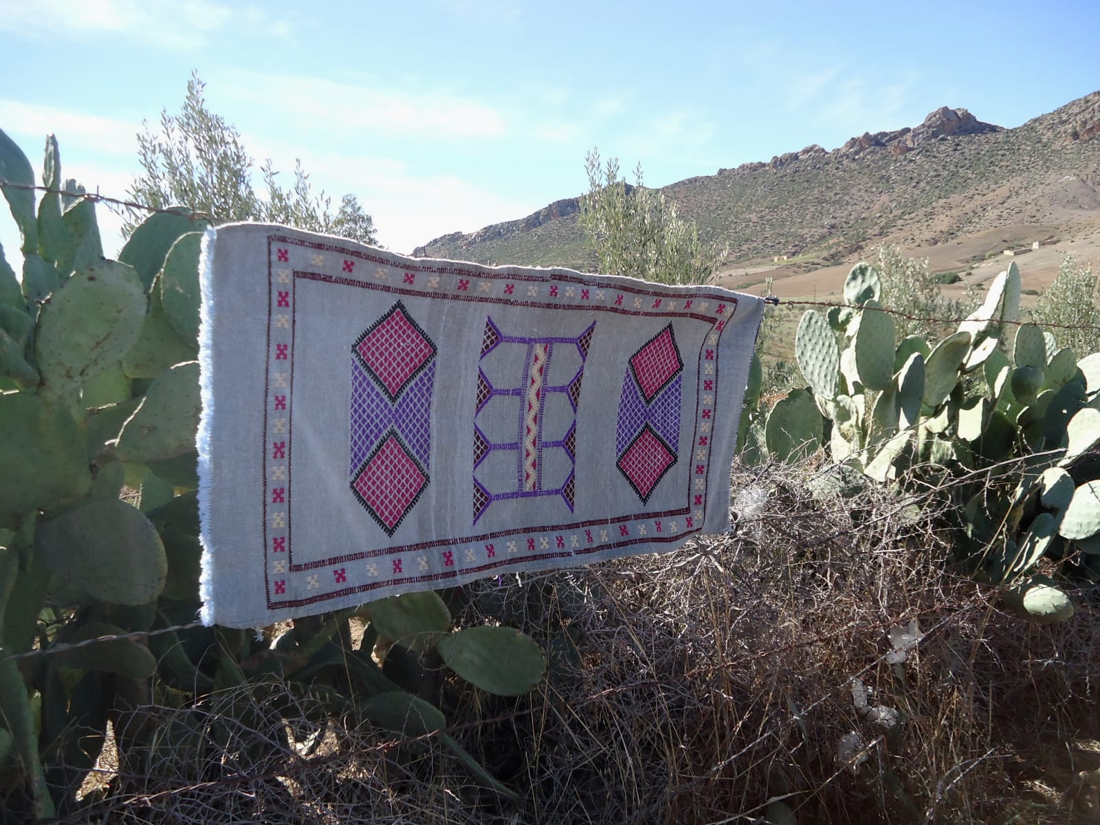  Hanbel Rug Chenille - Morba Red, Blue Morocco