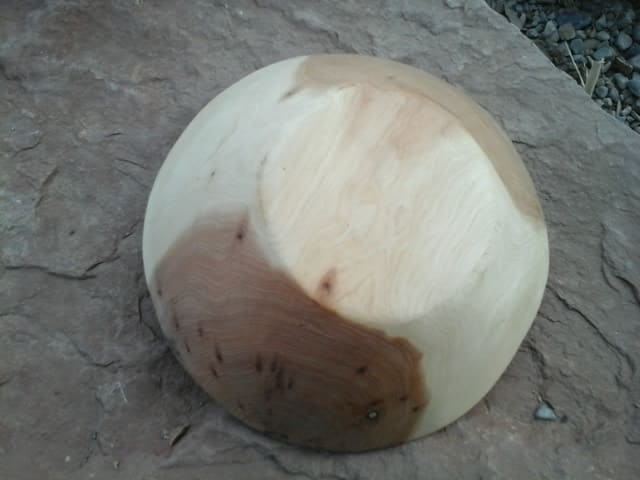  Hand Carved Bowl Juniper Wood Orange Morocco