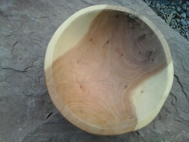  Hand Carved Bowl Juniper Wood Orange Morocco