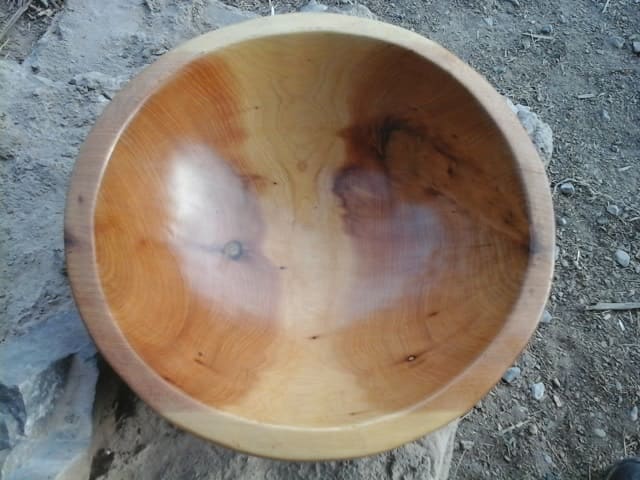  Hand Carved Bowl Juniper Wood Orange Morocco