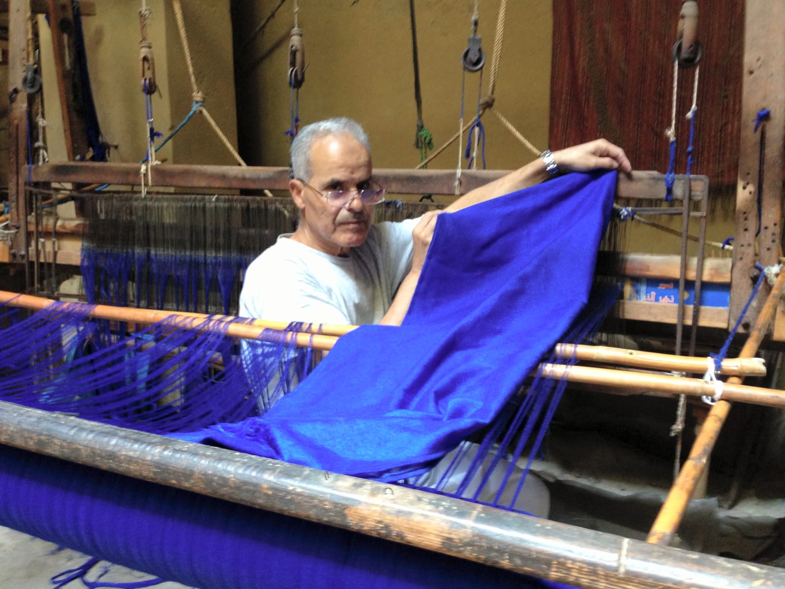  Scarf Cotton string Blue, Orange Morocco