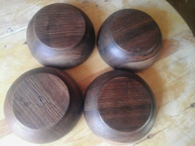  Hand Carved Bowl Walnut Wood Brown Morocco