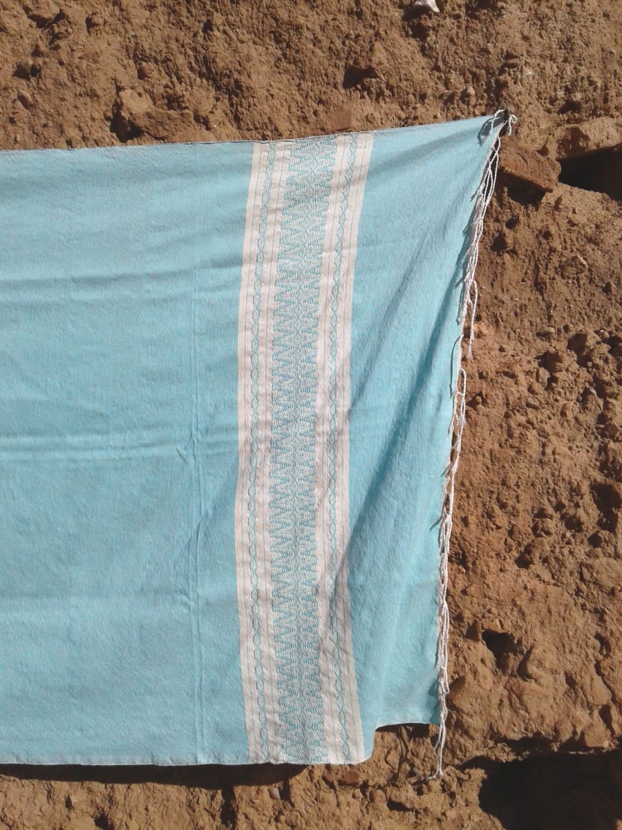  Towel Cotton Thread Light Blue, White Morocco