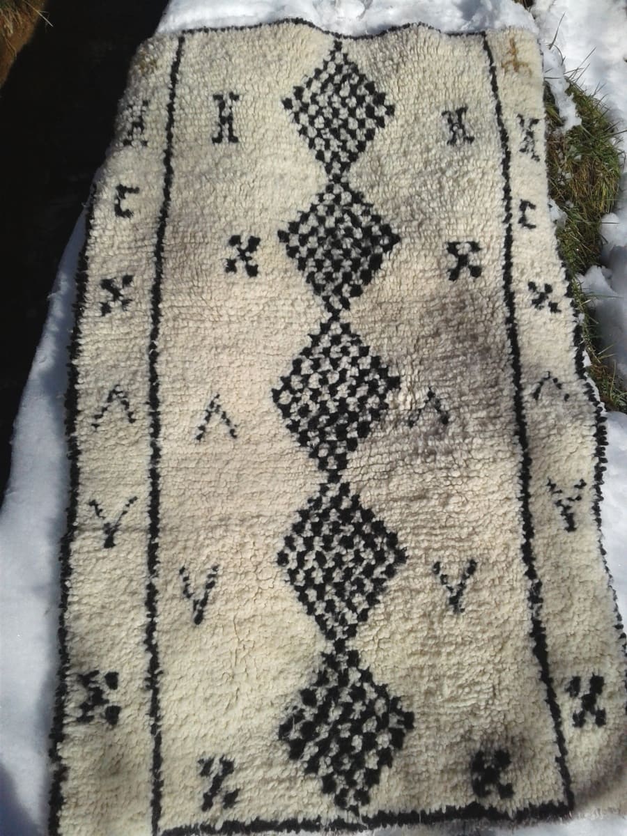  Beni Ourain Rug  Black, White Morocco