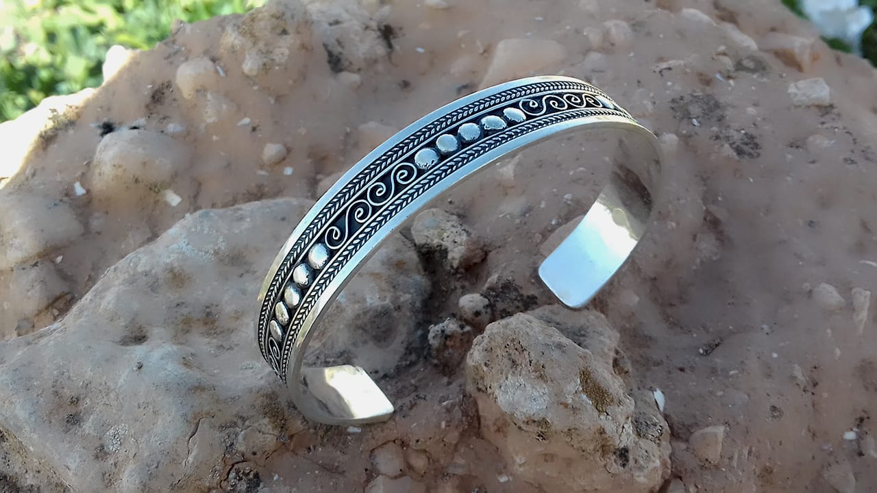  Bracelet 800 Tiznit Silver Black, White Morocco