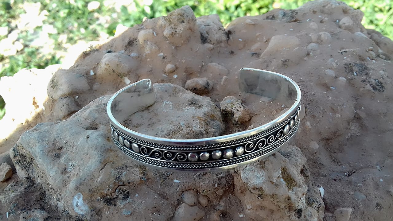  Bracelet 800 Tiznit Silver Black, White Morocco