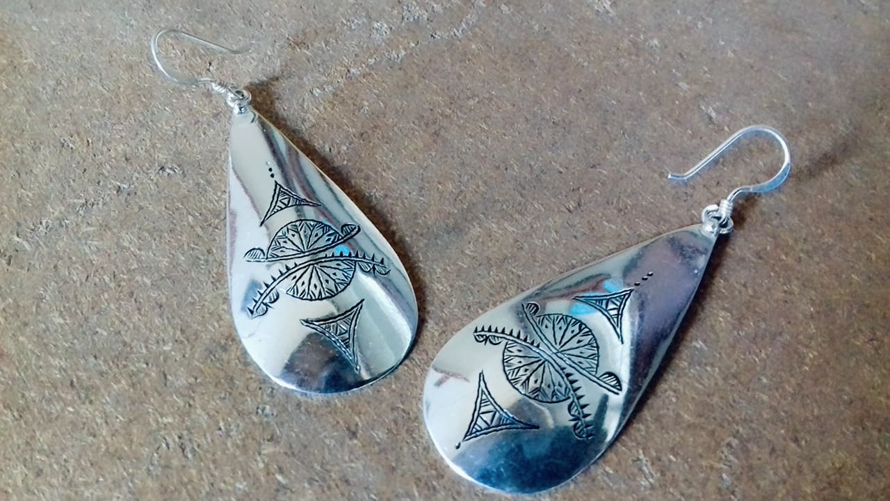  Earrings 800 Tiznit Silver Black, White Morocco