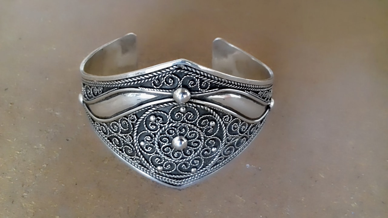  Bracelet 800 Tiznit Silver Black, White Morocco