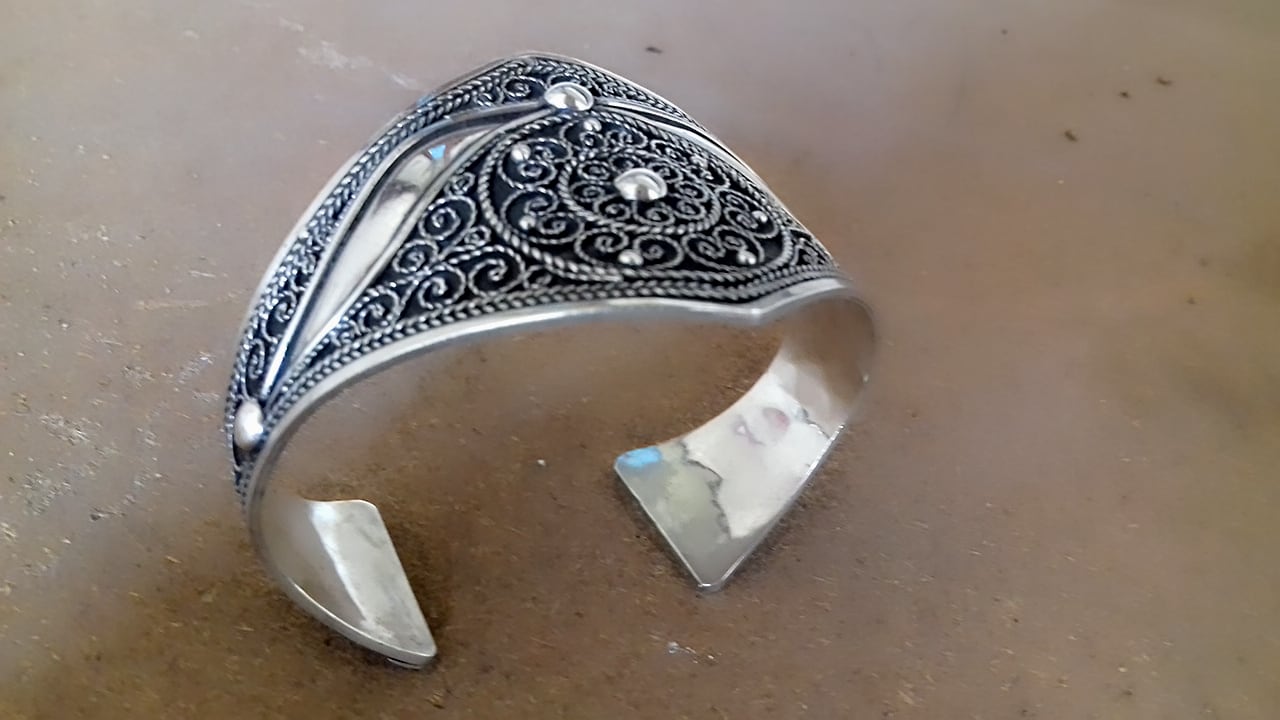  Bracelet 800 Tiznit Silver Black, White Morocco