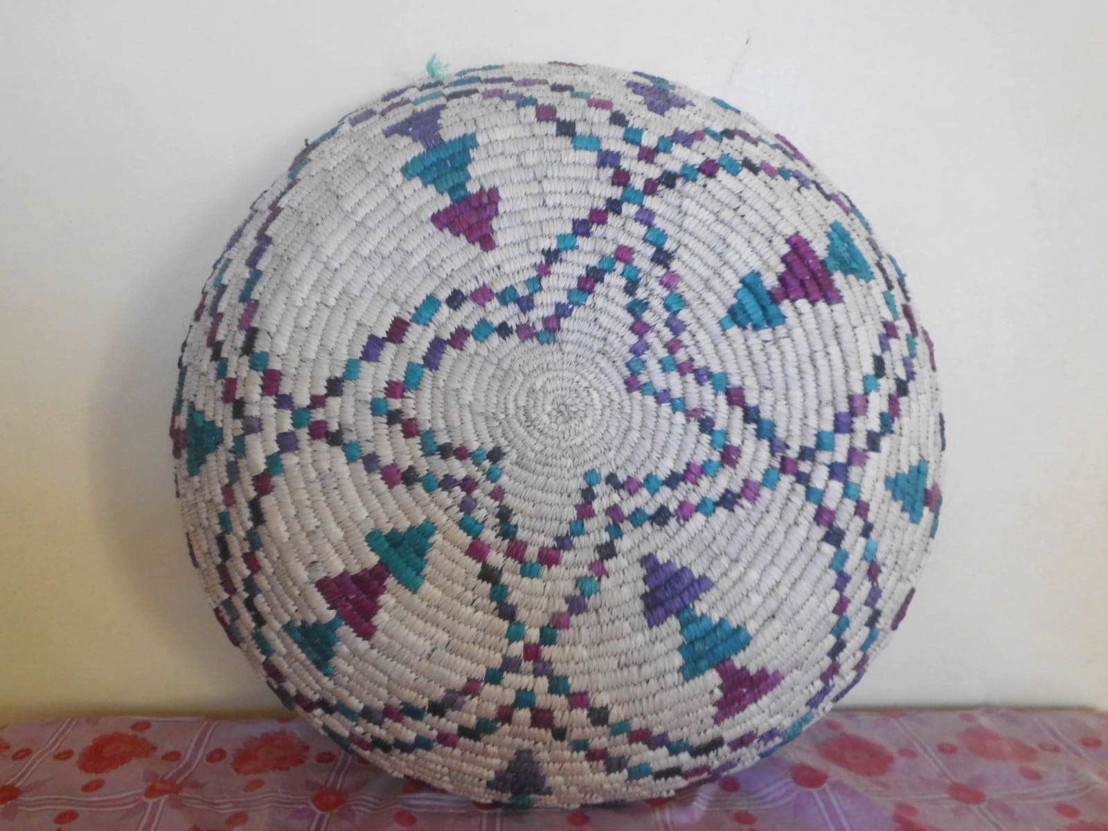  Woven Basket Assorted Threads Colored Morocco