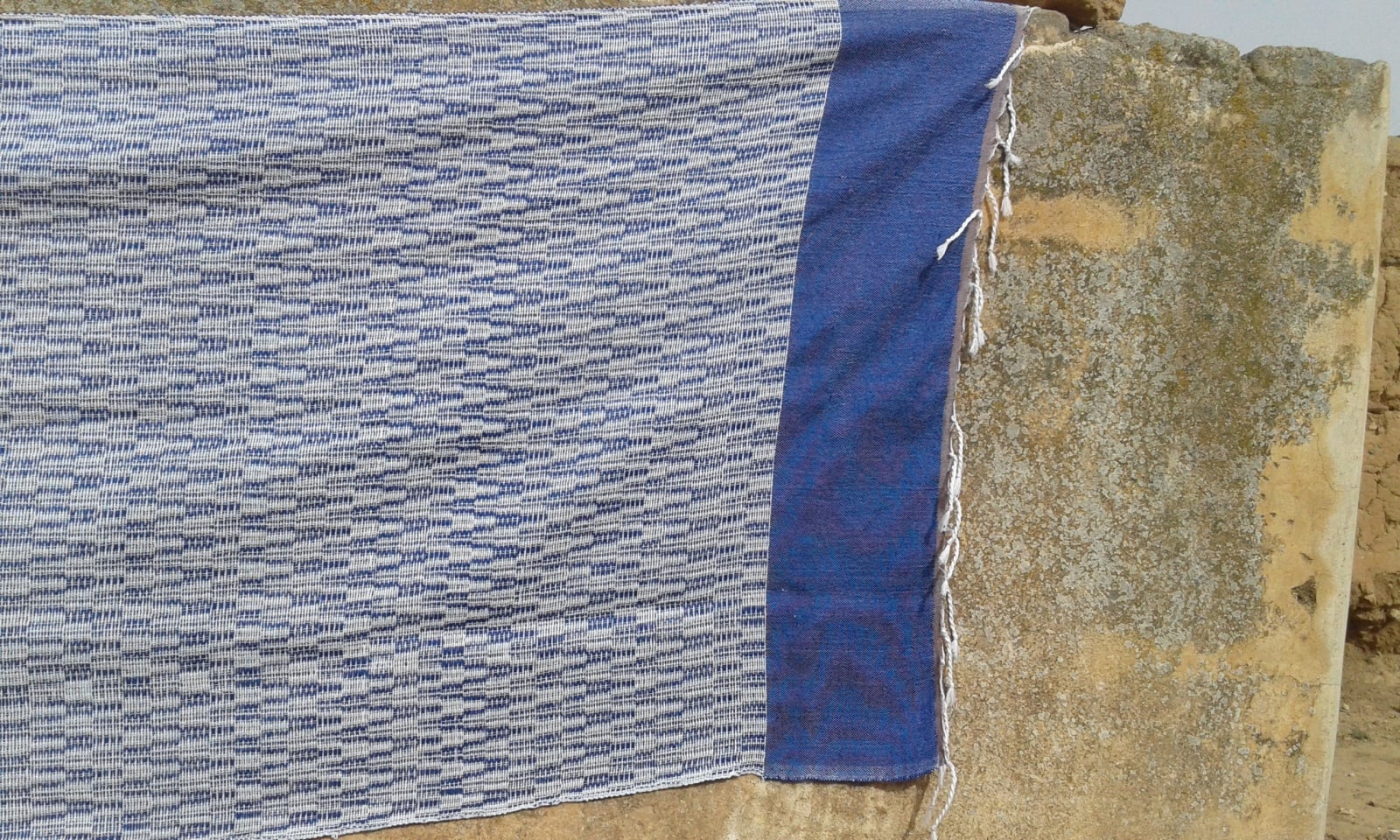  Shawl Cotton Thread Blue, White Morocco