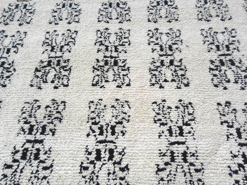  Pile Knot Rug Wool Black, White Morocco