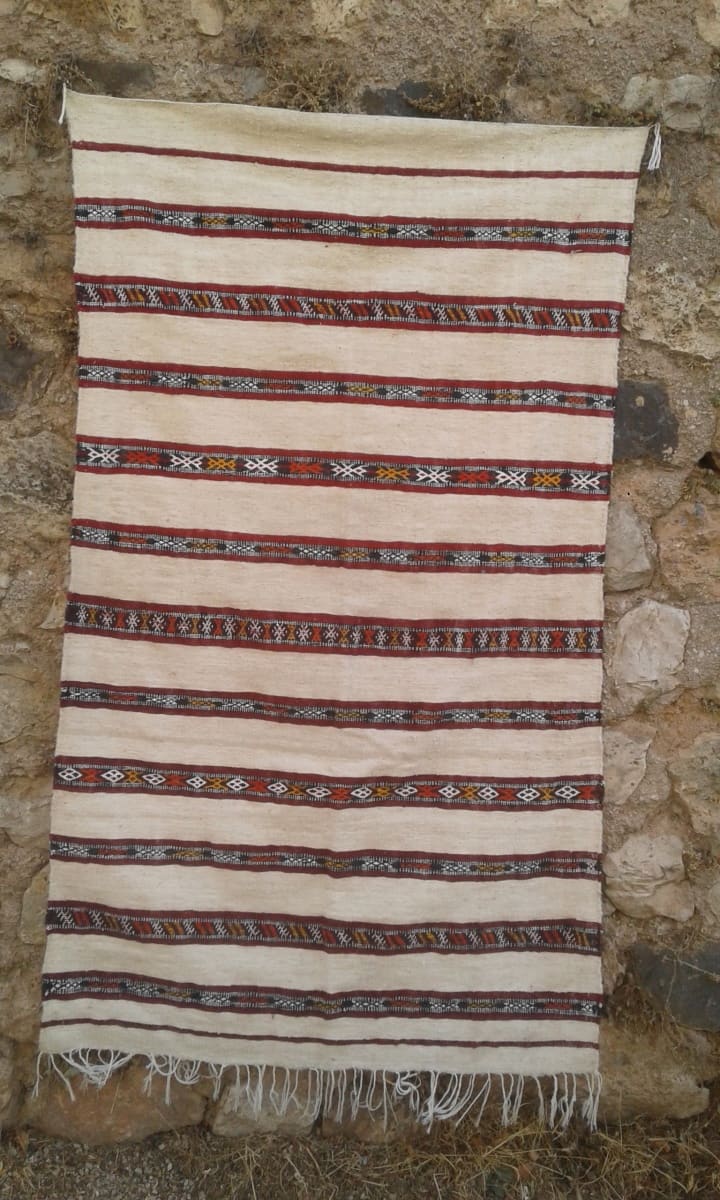  Hanbel Wool Red, White Morocco