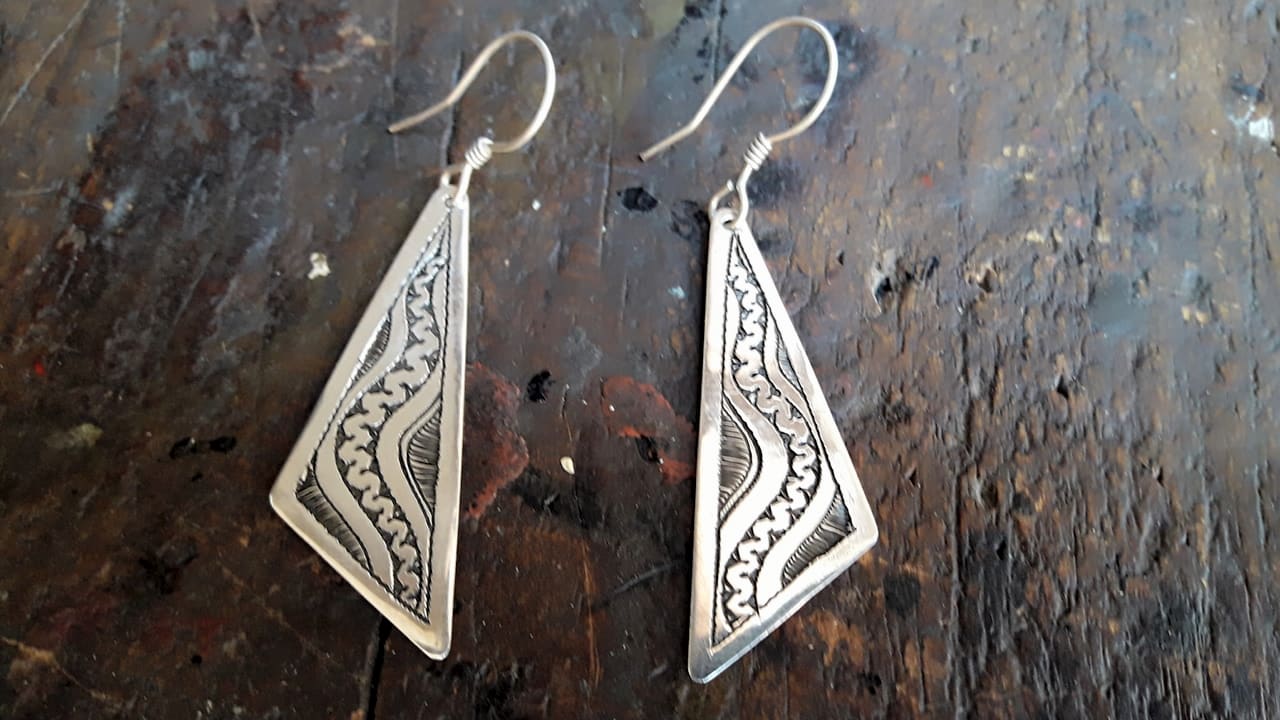  Earrings 800 Tiznit Silver Blue, Black Morocco