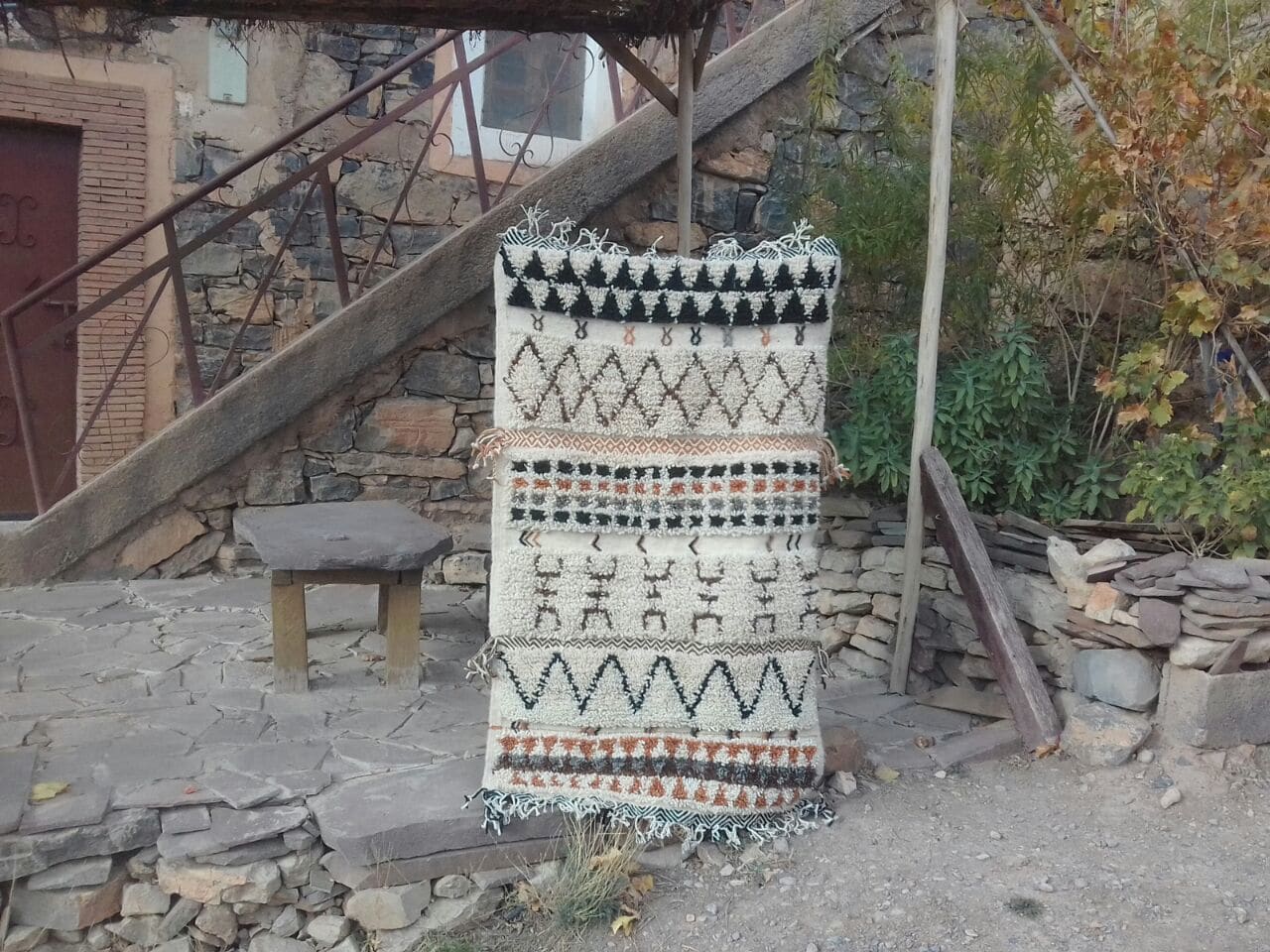  Beni Ourain Rug Wool  and Thread Colored Morocco