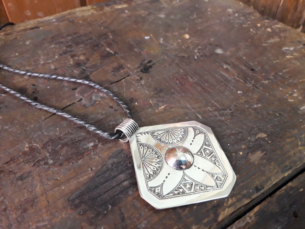  Necklace 800 Tiznit Silver Black, White Morocco