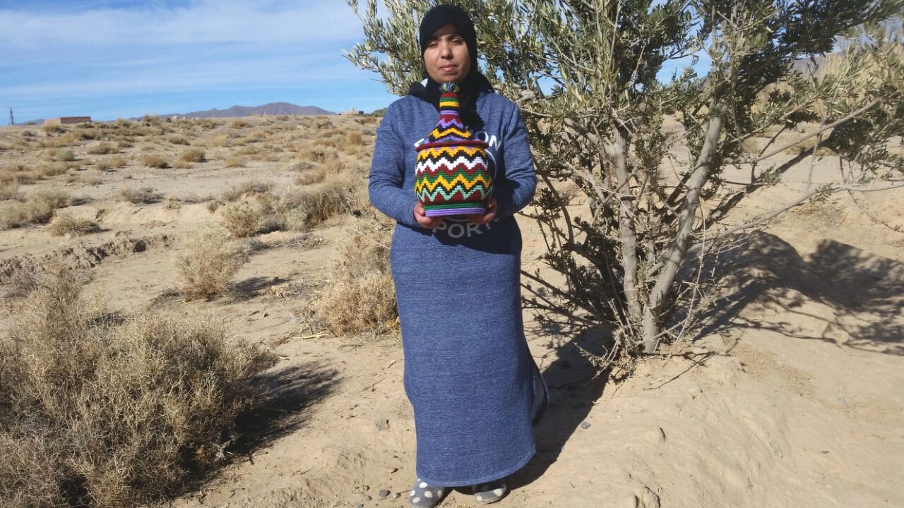  Basket Dyed Wool and Reed Colored Morocco