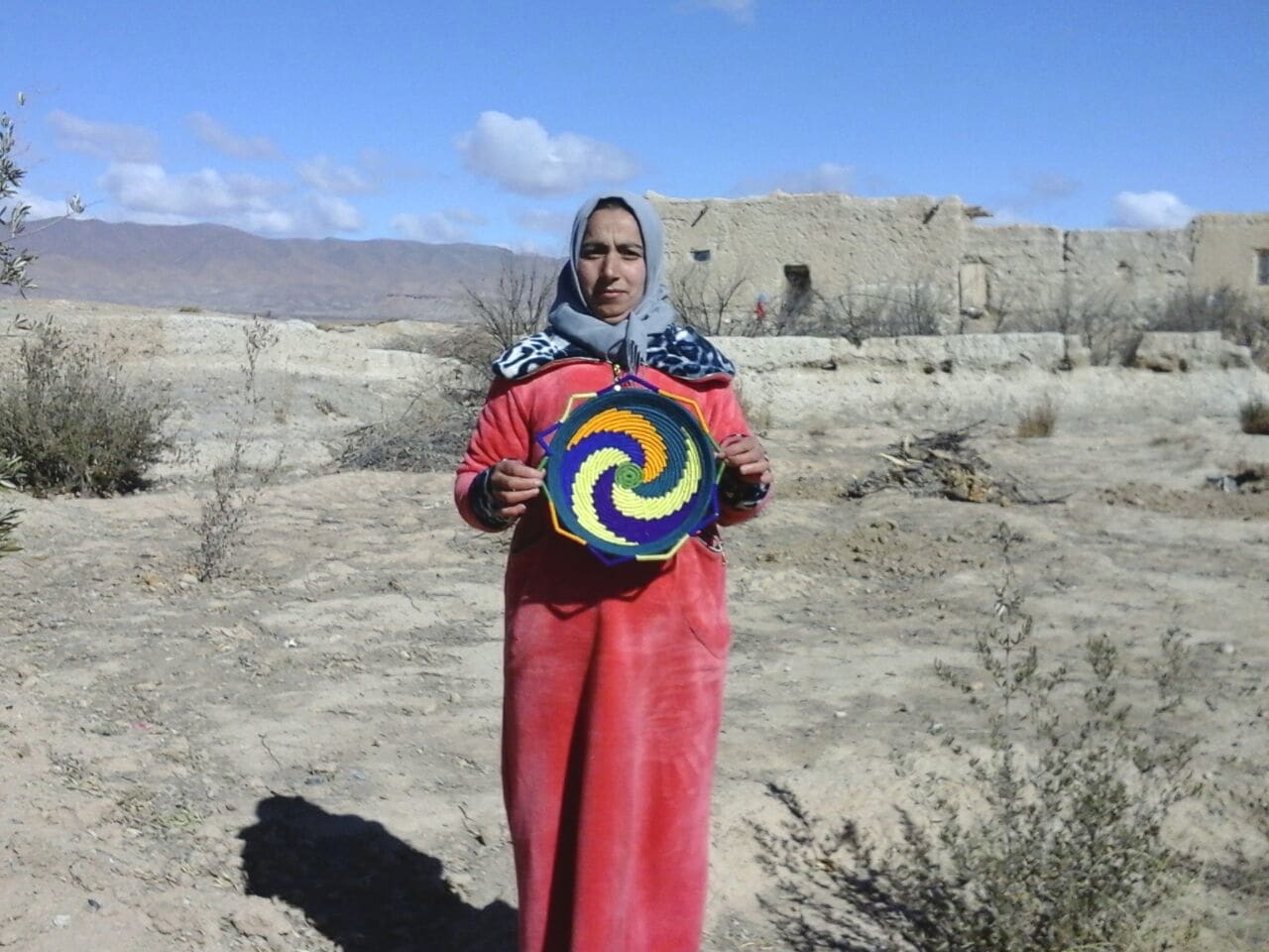  Basket Dyed Wool and Reed Colored Morocco