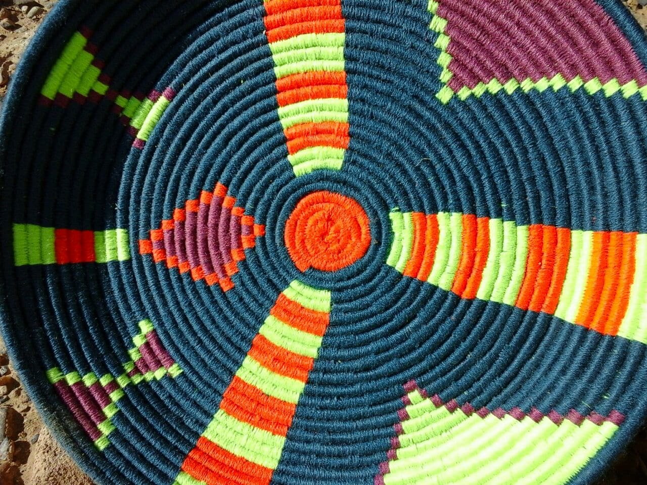  Basket Dyed Wool and Reed Colored Morocco