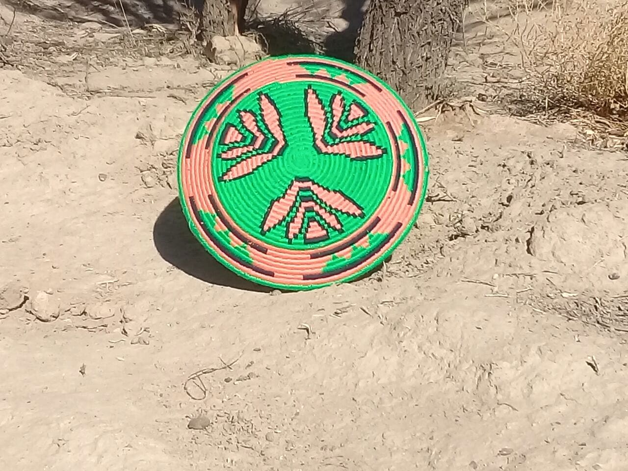  Basket Dyed Wool and Reed Green, Orange Morocco