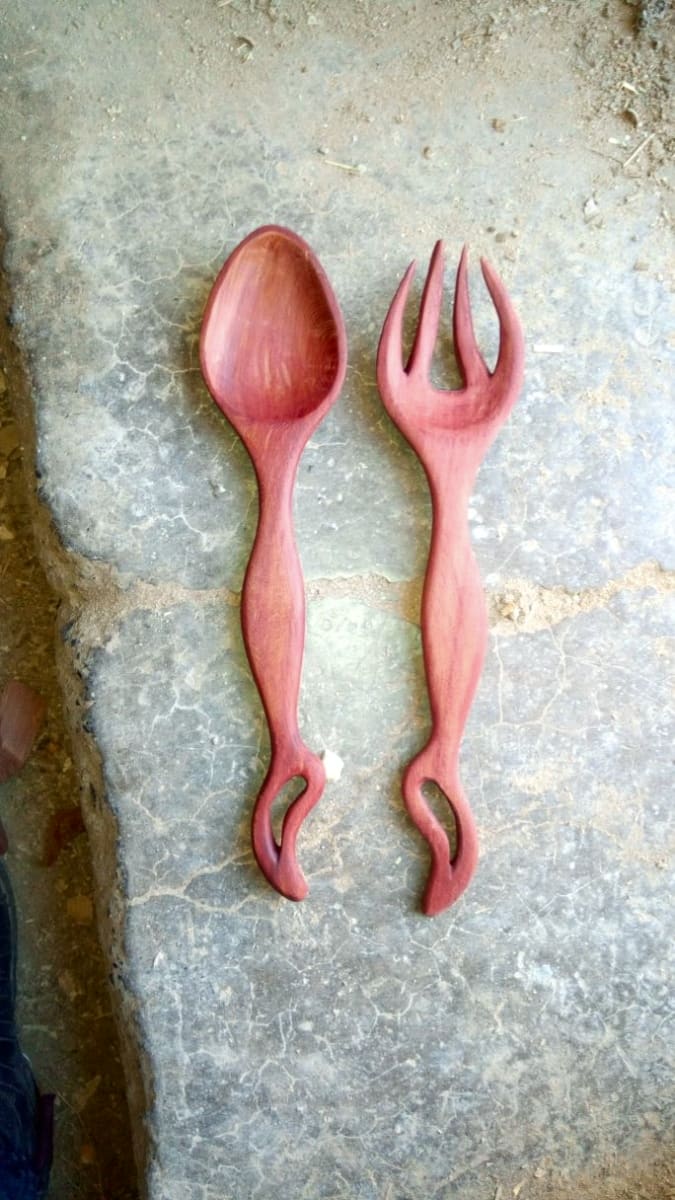  Hand Carved Set Juniper Wood Orange Morocco