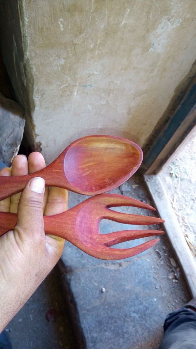  Hand Carved Set Juniper Wood Orange Morocco