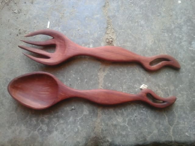  Hand Carved Set Juniper Wood Orange Morocco