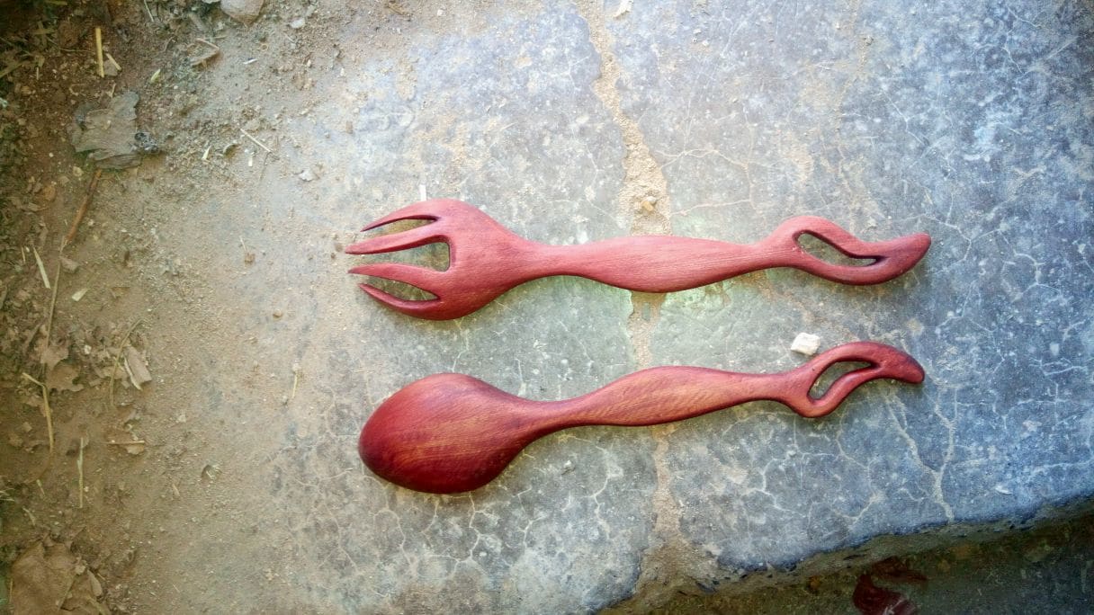  Hand Carved Set Juniper Wood Orange Morocco