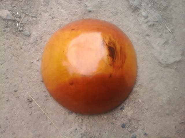  Hand Carved Bowl Juniper Wood Orange Morocco