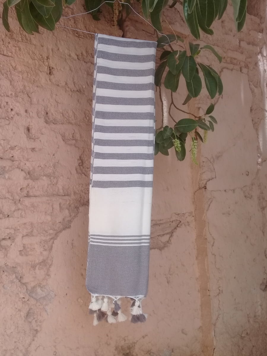  Towel Cotton Thread Grey, White Morocco