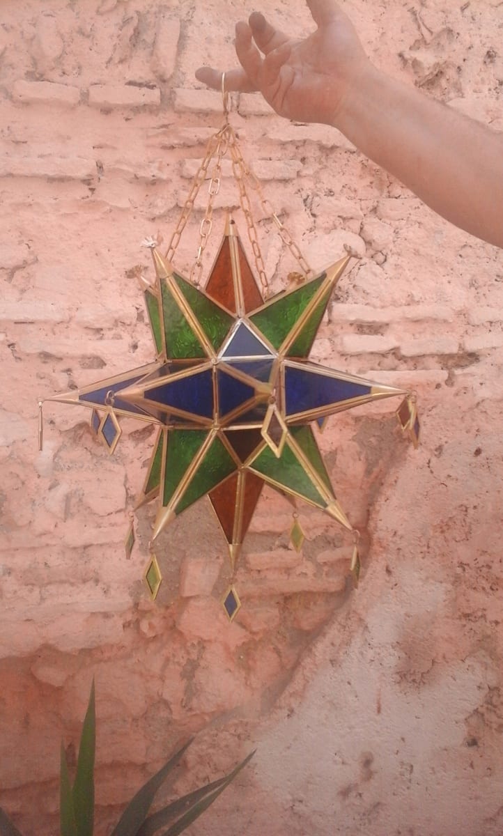  Chandelier Glass and Oil Finish Colored Morocco